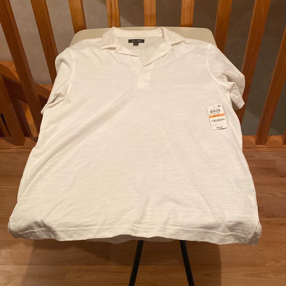 *New* Tasso Elba short sleeve polo shirt. Color: White. Size: S